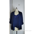 Set 2 pezzi con scollo a V in pizzo blu da donna